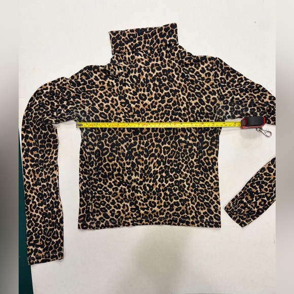 Zara Leopard Print Cropped Turtleneck Top Size M Animal Print Stretch - Picture 6 of 6